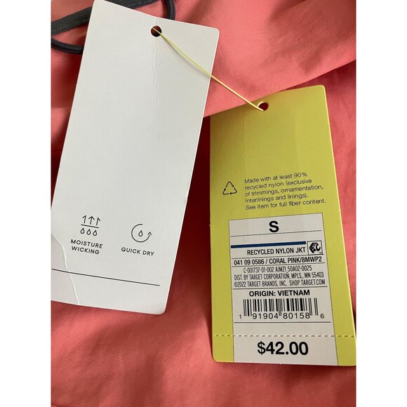 NWT All In Motion Coral Pink Nylon Hooded Jacket Size Small - Picture 4 of 11